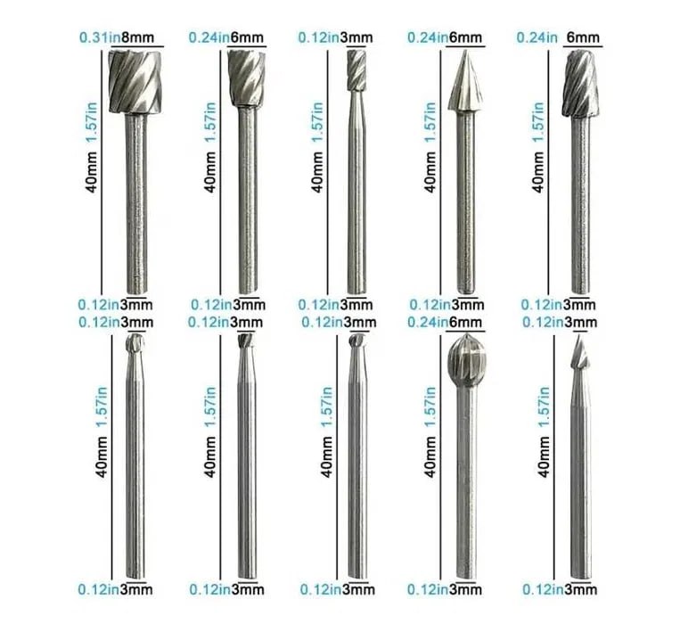 Фрезы боры шарошки для dremel гравера набор из 10шт Фрезы боры шарошки для dremel гравера набор из 10шт
