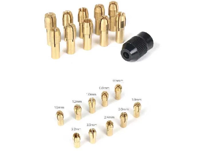 Набор цанг на гравер, dremel 10шт + патрон М8х0,75