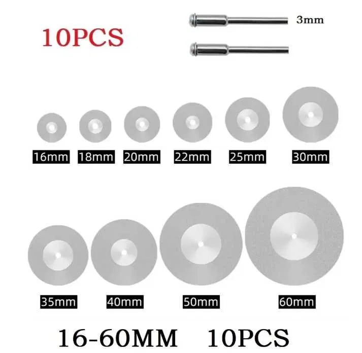 auto draft Алмазный отрезной диск резак для гравера. В наборе 10шт. от 16-60мм