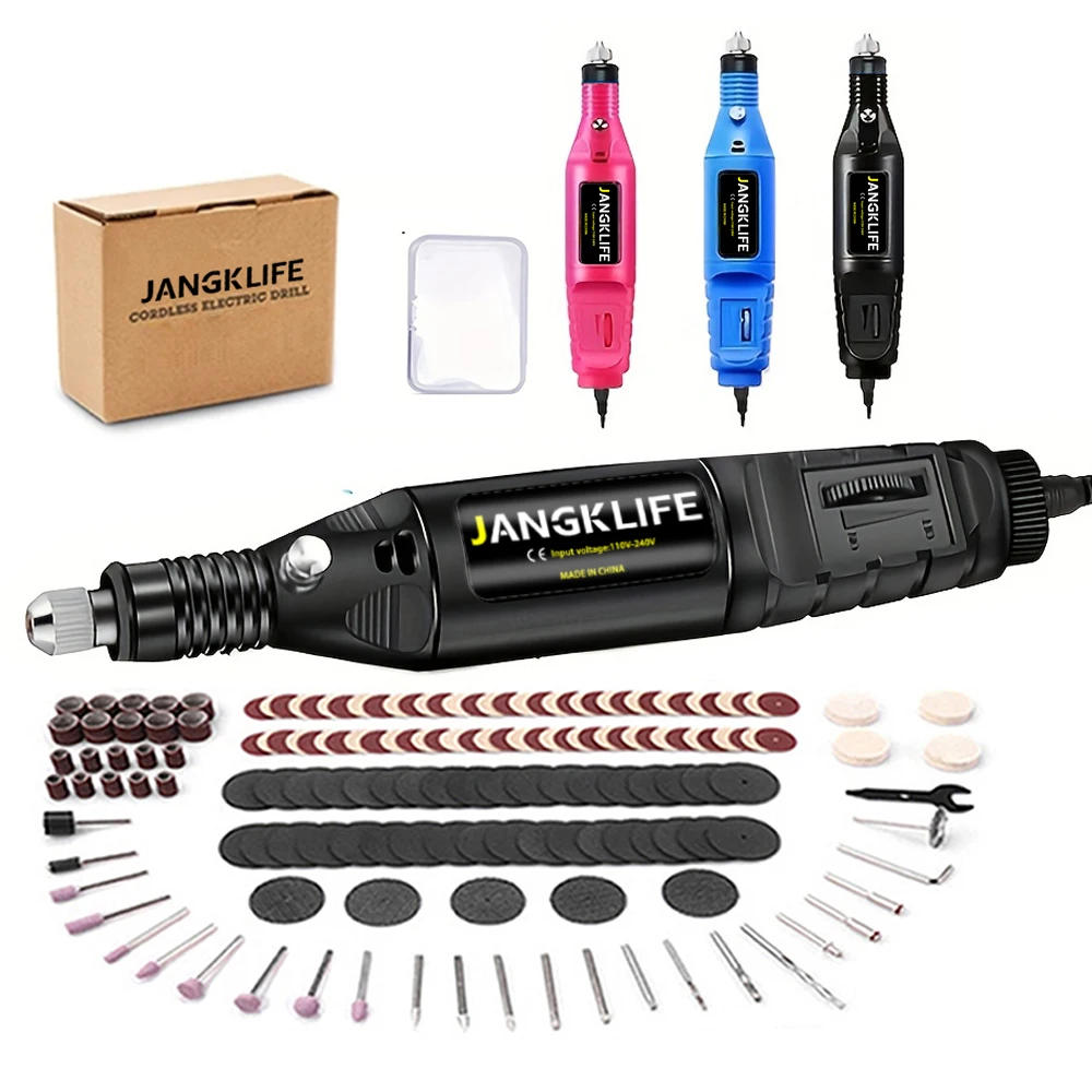 Міні дриль JANGKLIFE 9V з регулюванням швидкості та набором для різьблення